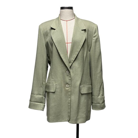 Vintage Worthington Womens Size 14T Green 2 Button Blazer - Picture 2 of 7